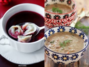 Sopa de beterraba e sopa de cogumelos - tradição de natal na Polônia.