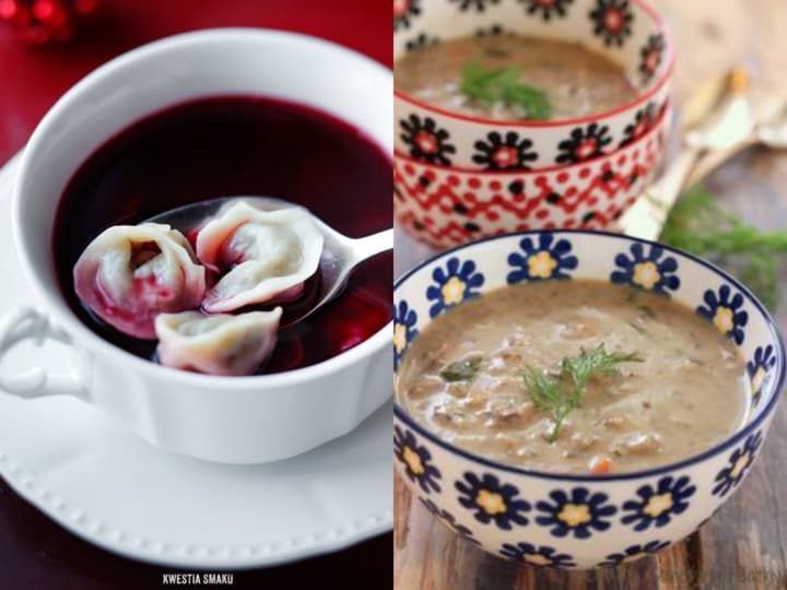 Sopa de beterraba e sopa de cogumelos - tradição de natal na Polônia.