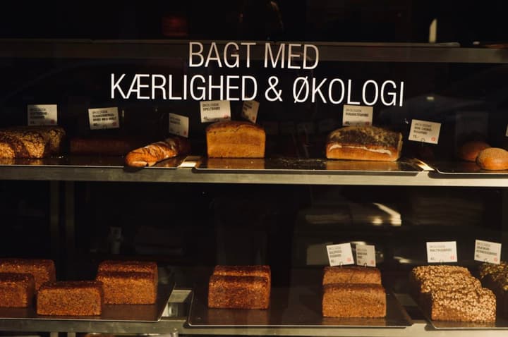 Vitrine de pães em Copenhagen