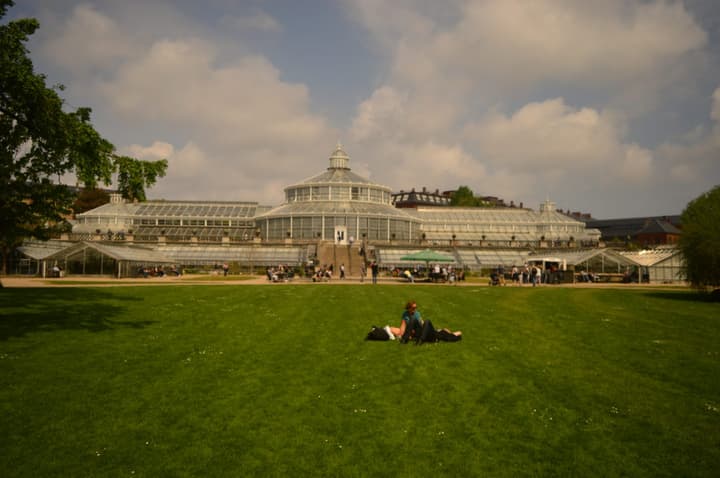 Esse é o Jardim Botânico de Copenhagen. Me lembra muito o de Curitiba, inclusive lá dentro, é igualzinho! Os dinamarqueses aproveitam muito bem as áreas verdes, basta um solzinho pra todo mundo se jogar na grama!