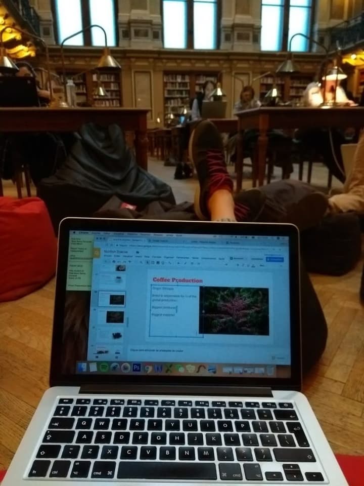 Preparando uma apresentação sobre o café e sua indústria no Brasil nessa biblioteca daora!