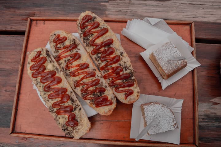 Zapiekanka and apple cake - Traditional Polish food