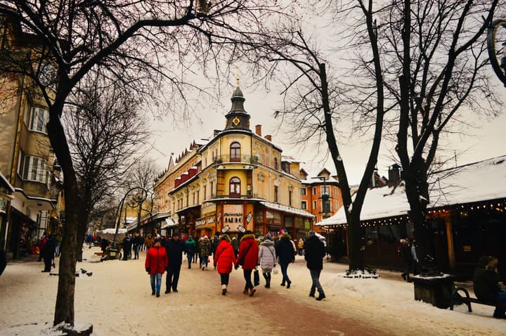 Krupówki street, the main street in Zakopane | Winter, 2018